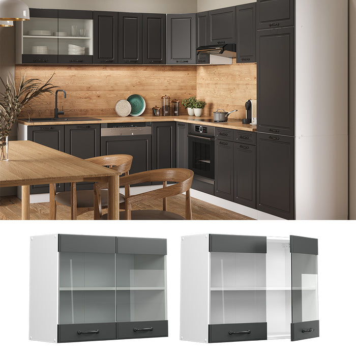 Vicco Mobile da cucina in vetro Antracite casa di campagna 80 cm