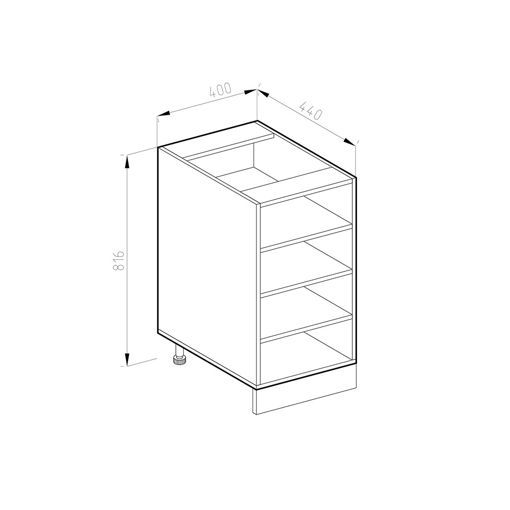 Vicco Base a ripiani Bianco 40 cm con ripiani aperti, senza piano di lavoro