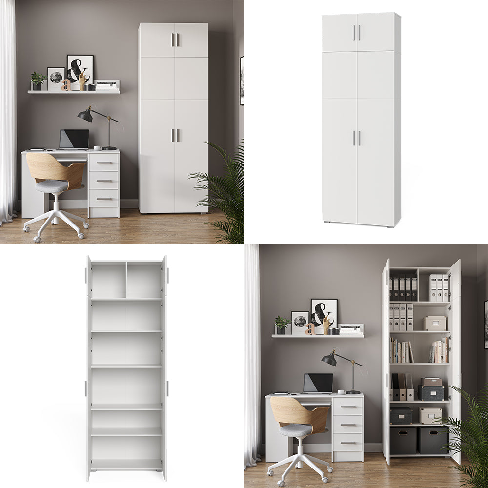 Vicco Scaffale per file Bianco 80 x 182.4 cm con estensione dell'armadio