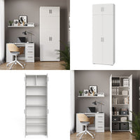 Vicco Scaffale per file Bianco 80 x 182.4 cm con estensione dell'armadio