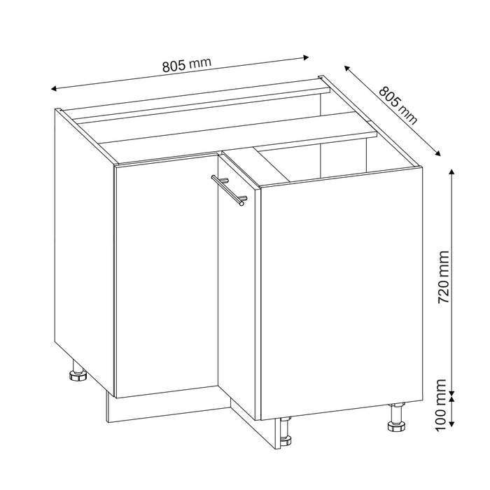 Vicco Mobile ad angolo cucina Antracite-oro 80.5 cm , PL Antracite