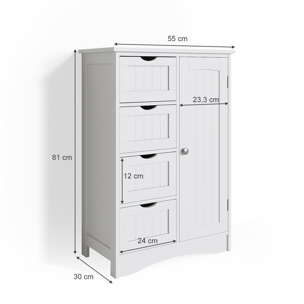 Vicco Cassettiera da bagno Bianco 55 x 81 cm