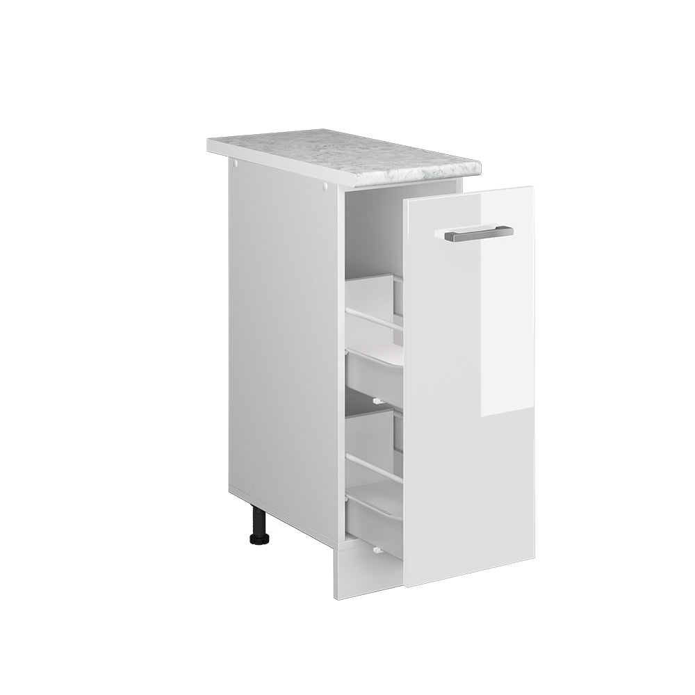 Vicco Armadio cucina dispensa alto Bianco lucido 30 cm , PL Marmo