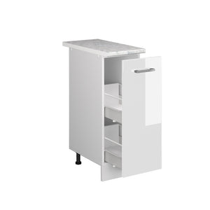 Vicco Armadio cucina dispensa alto Bianco lucido 30 cm , PL Marmo