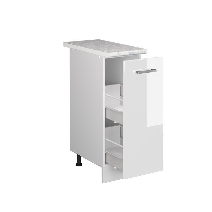 Vicco Armadio cucina dispensa alto Bianco lucido 30 cm , PL Marmo