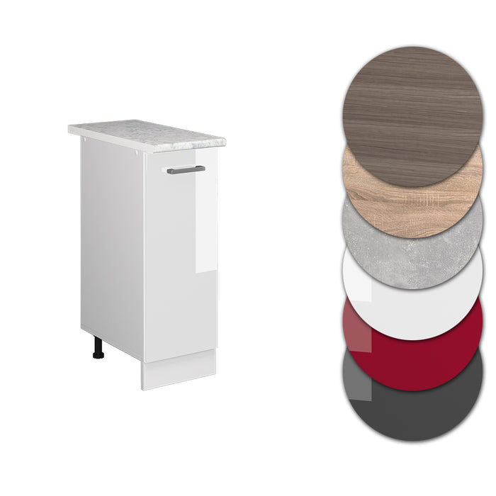 Vicco Armadio cucina dispensa alto Bianco lucido 30 cm , PL Marmo