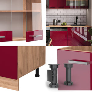 Vicco Cucina componibile Rosso lucido/rovere dorato 300 cm , PL Rovere