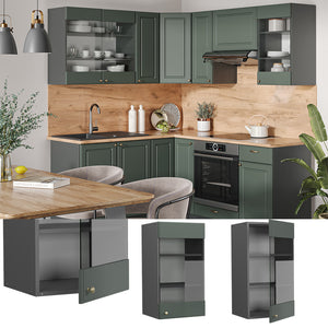 Vicco Mobile da cucina in vetro Verde-oro Country House 40 cm