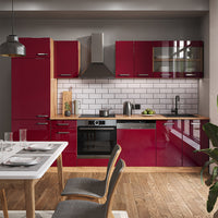 Vicco Cucina componibile Rosso lucido/rovere dorato 300 cm , PL Rovere