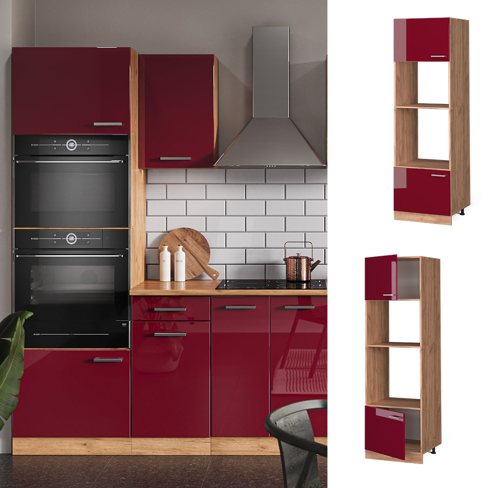 Vicco Mobile cucina microonde Rosso lucido 60 cm