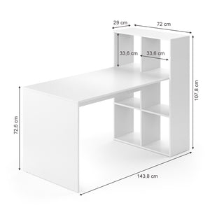 Vicco Scrivania con ripiani Bianco 72 x 143.8 cm