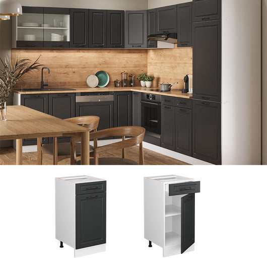 Vicco Mobiletto base per cucina Antracite casa di campagna 40 cm , PL Rovere