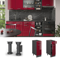 Vicco Mobiletto base per cucina Rosso lucido 30 cm PL Marmo