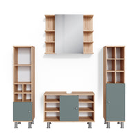 Vicco Set mobili bagno Verde 4 parti, con armadio alto
