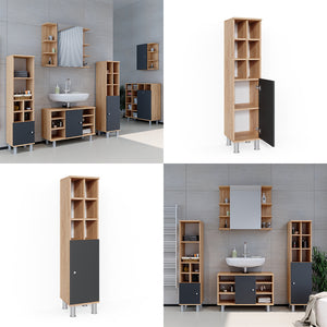 Vicco Mobiletto bagno Antracite 30 x 130.6 cm porta grande