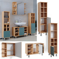 Vicco Set mobili bagno Verde 4 parti, con armadio alto