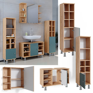 Vicco Set mobili bagno Verde 4 parti, con armadio alto