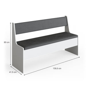 Vicco Panca ad angolo Bianco 41.5 x 136.6 cm