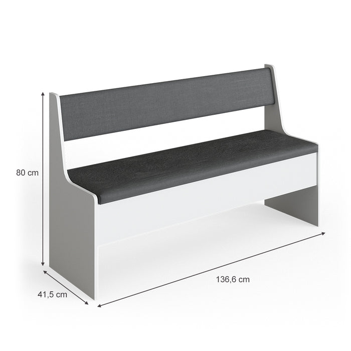Vicco Panca ad angolo Bianco 41.5 x 136.6 cm