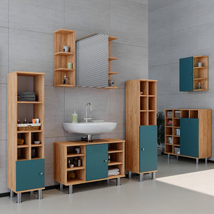 Vicco Set mobili bagno Verde 4 parti, con armadio alto