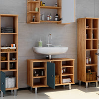 Vicco Set mobili bagno Verde 4 parti, con armadio alto