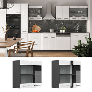 Vicco Mobile da cucina in vetro Bianco lucido 60 cm