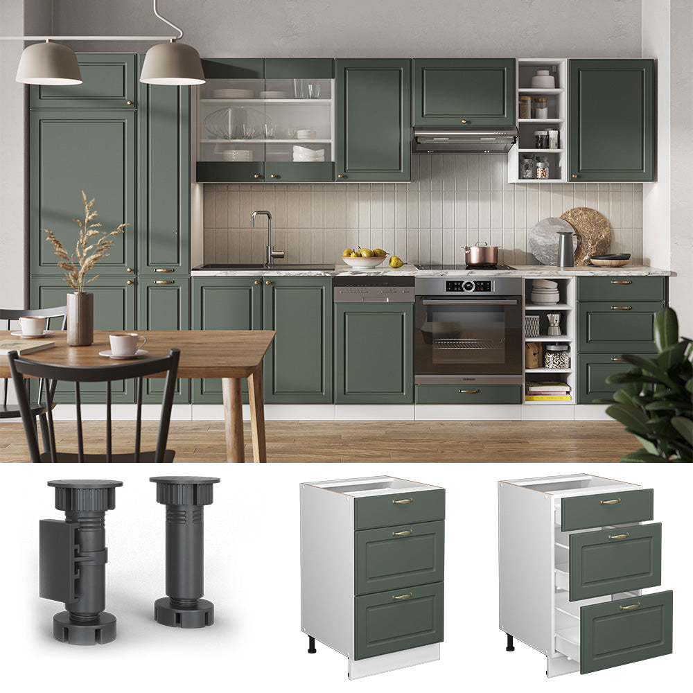 Vicco Mobiletto base per cucina Verde-oro Country House 50 cm senza piano di lavoro