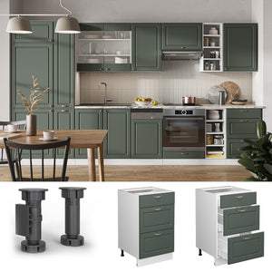 Vicco Mobiletto base per cucina Verde-oro Country House 50 cm senza piano di lavoro