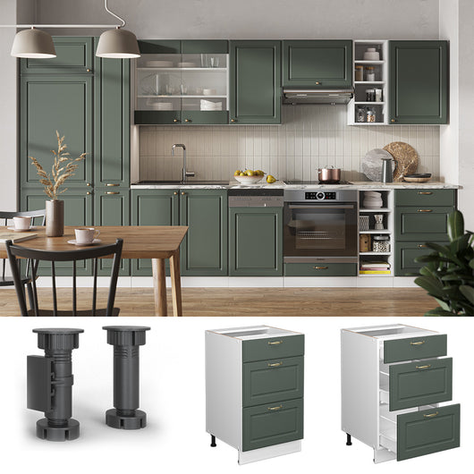 Vicco Mobiletto base per cucina Verde-oro Country House 50 cm senza piano di lavoro