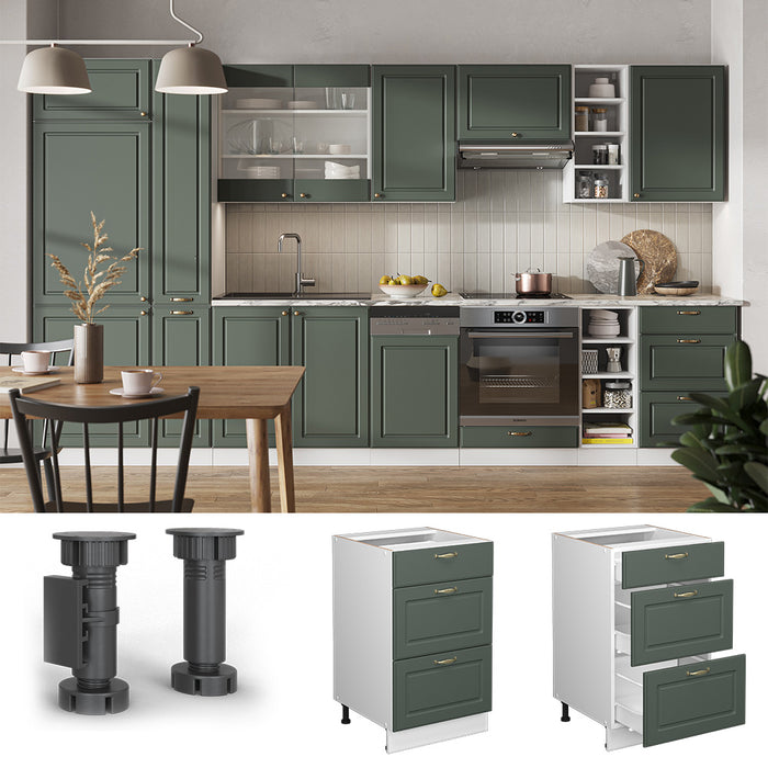 Vicco Mobiletto base per cucina Verde-oro Country House 50 cm senza piano di lavoro