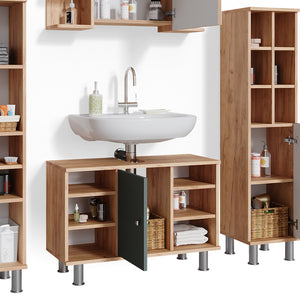 Vicco Set mobili bagno Verde 4 parti, con armadio alto