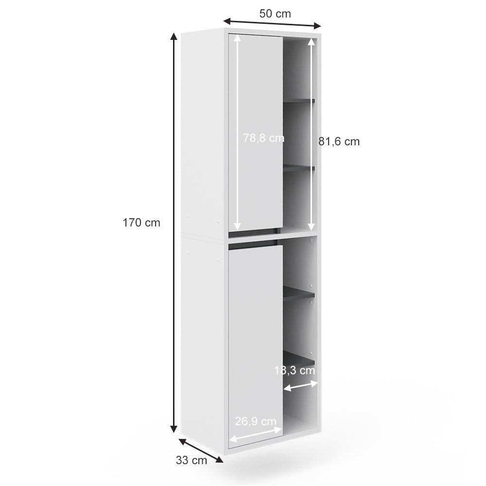 Vicco Mobile bagno alto Bianco 50 x 170 cm