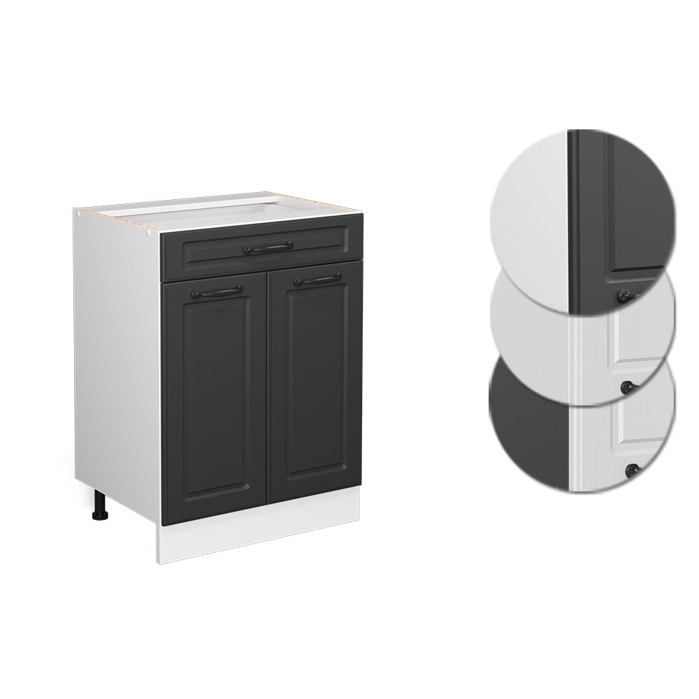Vicco Mobiletto base per cucina Antracite casa di campagna 60 cm con cassetto, senza piano di lavoro