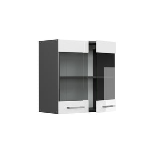 Vicco Mobile da cucina in vetro Bianco lucido 60 cm