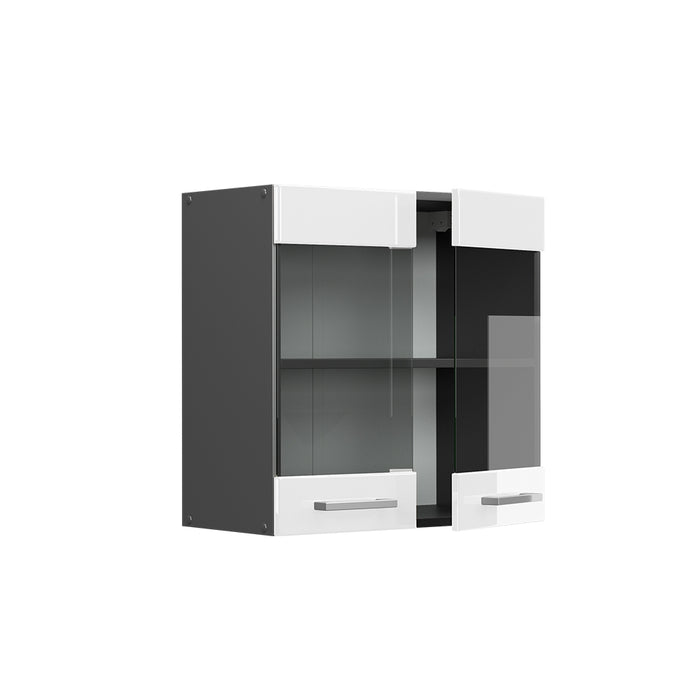 Vicco Mobile da cucina in vetro Bianco lucido 60 cm