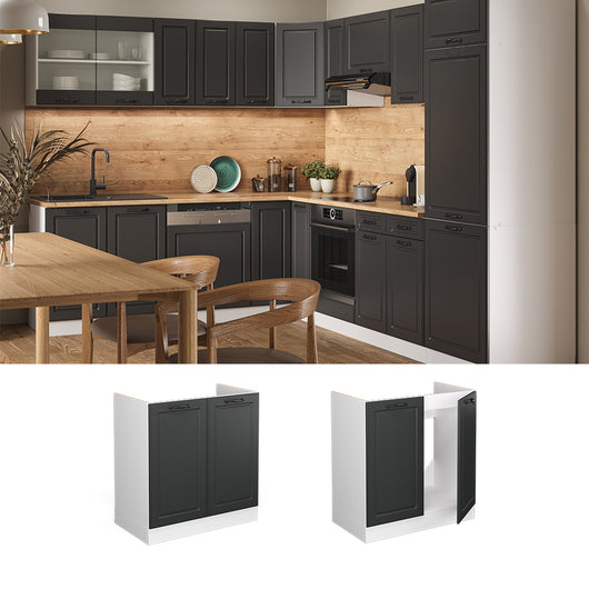 Vicco Mobile lavello cucina Antracite casa di campagna 80 cm senza piano di lavoro