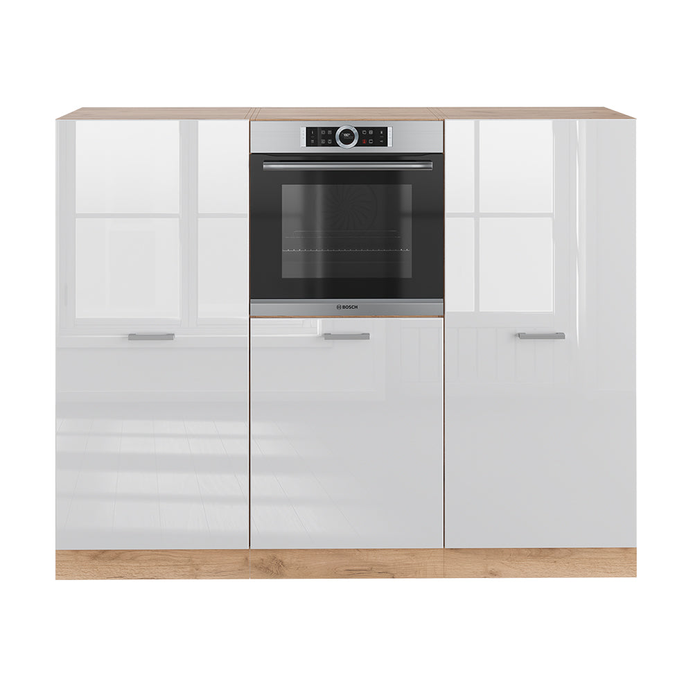 Vicco Cucine componibili piccole Bianco lucido/oro power oak 180 cm senza piano di lavoro