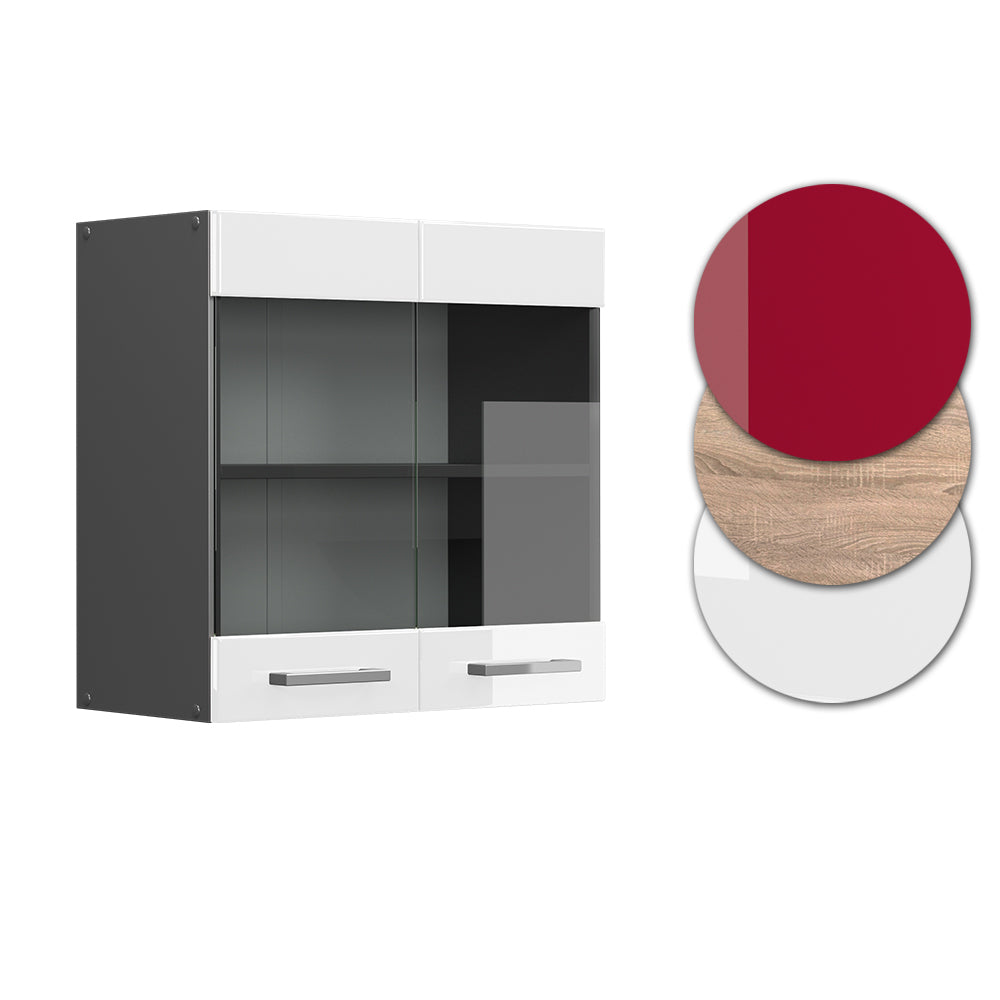 Vicco Mobile da cucina in vetro Bianco lucido 60 cm