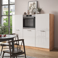 Vicco Cucine componibili piccole Bianco lucido/oro power oak 180 cm senza piano di lavoro