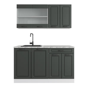 Vicco Cucina monoblocco Antracite casa di campagna/bianco 140 cm , PL Marmo