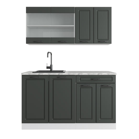 Vicco Cucina monoblocco Antracite casa di campagna/bianco 140 cm , PL Marmo