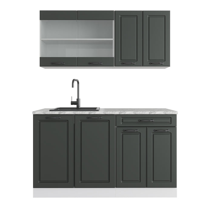 Vicco Cucina monoblocco Antracite casa di campagna/bianco 140 cm , PL Marmo