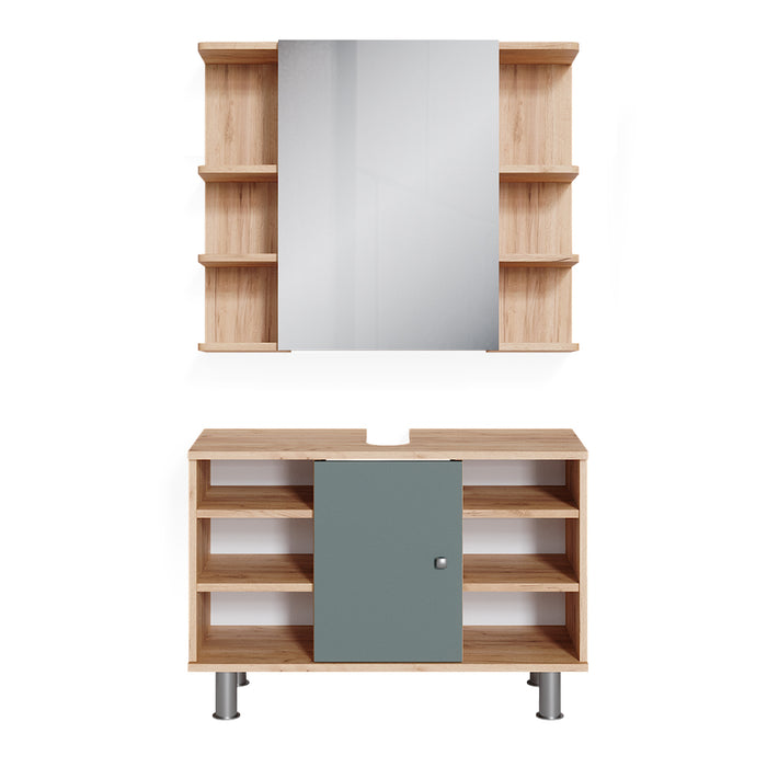 Vicco Set mobili bagno Verde 2 parti, mobile base 80 cm