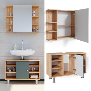 Vicco Set mobili bagno Verde 2 parti, mobile base 80 cm