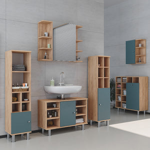 Vicco Set mobili bagno Verde 2 parti, mobile base 80 cm