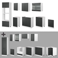 Vicco Cucina componibile Antracite casa di campagna/bianco 300 cm con armadio alto, PL Marmo