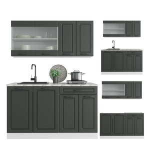 Vicco Cucina monoblocco Antracite casa di campagna/bianco 140 cm , PL Rovere