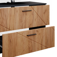 Vicco Set mobili bagno Quercia dorata/antracite 4 pezzi, con cassettiera e mobile midi