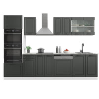 Vicco Cucina componibile Antracite casa di campagna/bianco 300 cm con armadio alto, PL Marmo