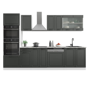 Vicco Cucina componibile Antracite casa di campagna/bianco 300 cm con armadio alto, PL Marmo